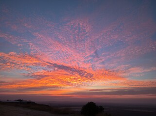 Fototapeta premium Red sunrise over the landscape in a south of Spain.