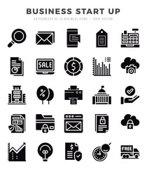 Set of Business Start Up Icons. Simple line art style icons pack.