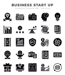 Business Start Up Icons bundle. Glyph style Icons. Vector illustration.