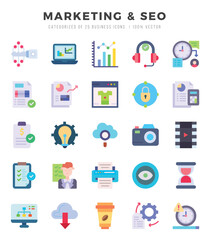 Marketing & Seo icons set. Vector illustration.