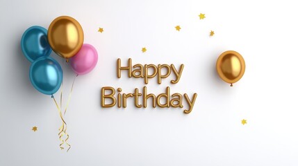 Colorful Balloon Bouquet Wishing Happy Birthday Joyful Celebration