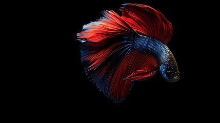 Obraz premium Beautiful, colorful betta fish on a black background, with dynamic movement