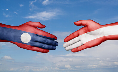 Austria and Laos country handshaking with flags, consensus concept international co-operation...
