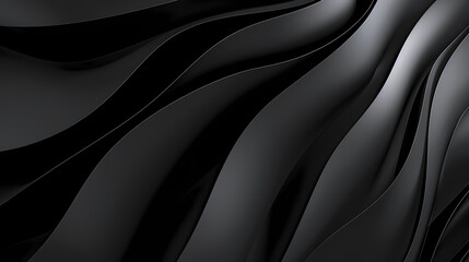 Fototapeta premium Abstract black wavy background. Smooth curves create a modern and elegant look. Concept of luxury, minimalism and sophistication. Abstract amoled wallpaper 
