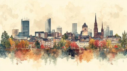 Wolverhampton Color Pen Pencil Handdrawn