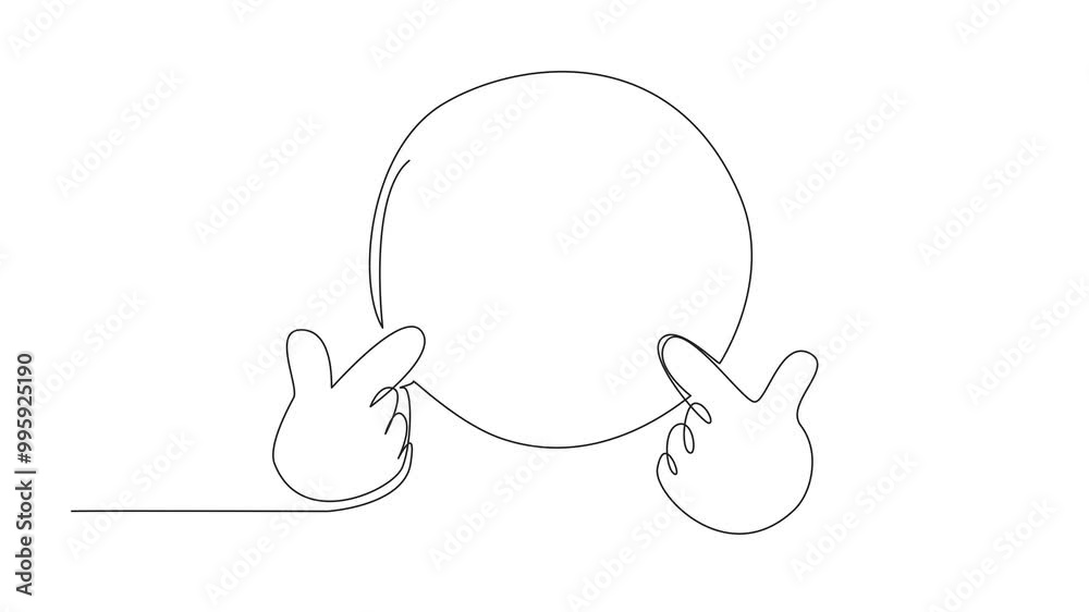 Poster animated self drawing of continuous line drawing emoticon pointing at himself with both hands. symbo
