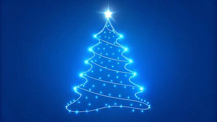 christmas tree and lights on blue background