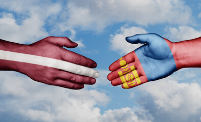 Mongolia and Latvia country handshaking