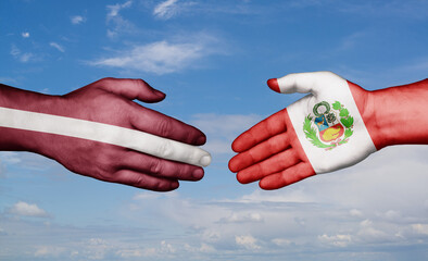 Peru and Latvia country handshaking