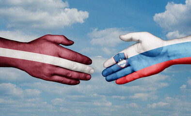Slovenia and Latvia country handshaking