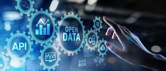 Open data database integration api internet technology concept.