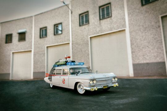 veh&iacute;culo de cine, a escala, maqueta, dioramas, editorial, cazafantasmas, ecto 1