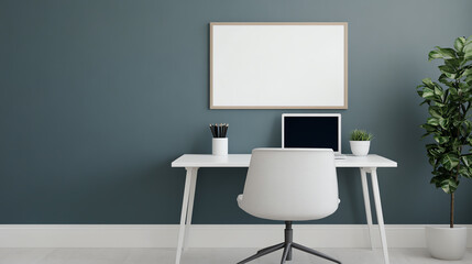 Lightfilled home office with inspiration boards and modern desk setup, home office, workspace inspiration