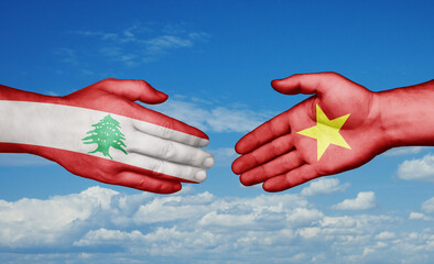 Vietnam and Lebanon country handshaking with flags, consensus concept international co-operation illustration