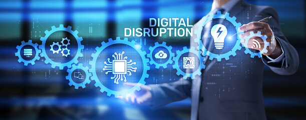 Digital disruption transformation digitalization innovation technology business concept.