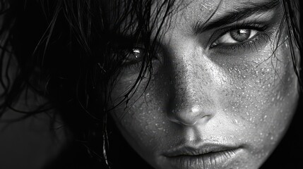 Fototapeta premium Emotional Intensity - Close-Up Portrait with Dark Eyes and Facial Hair