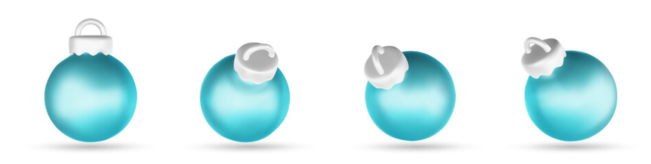 Christmas balls blue vector set design. Christmas red and gold ball ornament. Vector illustration 3d realistic bauble