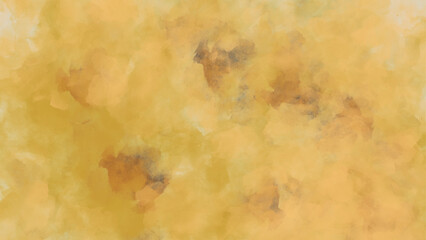 Yellow and orange watercolor abstract pattern. Abstract brown and orange watercolor splashes background.