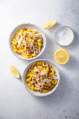 Pasta with crab meat and lemon