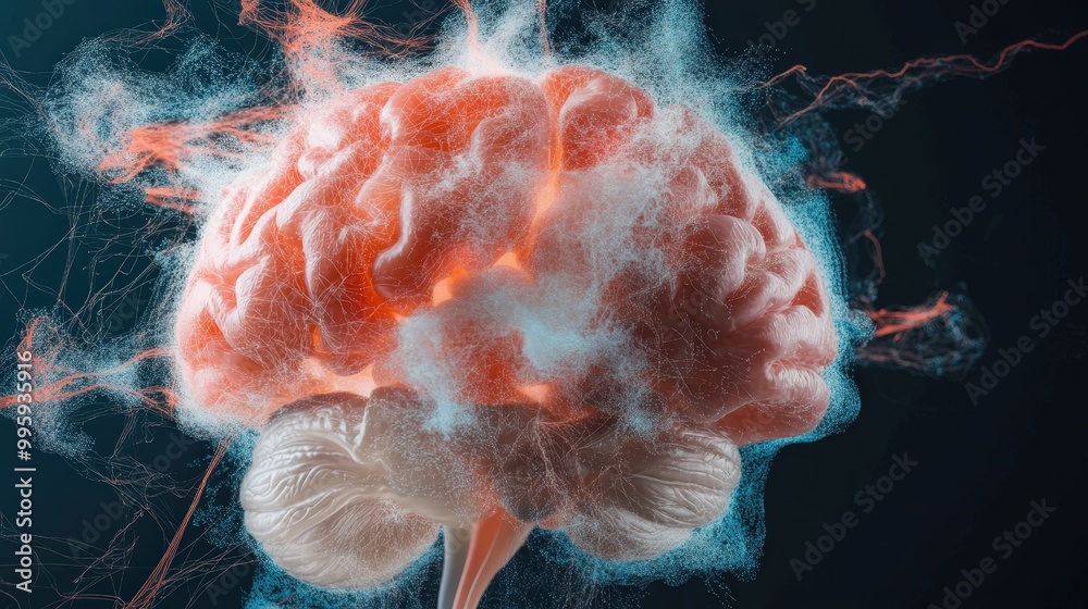 Wall mural exploring the vibrant and dynamic flow of ideas in a colorful brain illustration