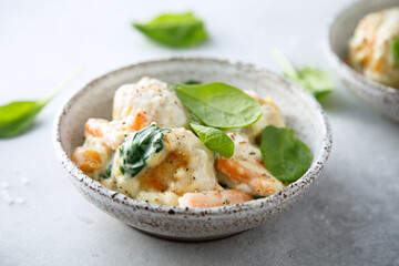 Chicken meatballs with cream sauce