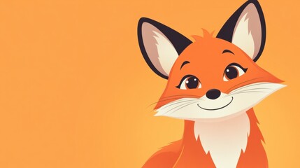 Obraz premium A cartoon fox with a sly expression, isolated on a soft pastel orange background