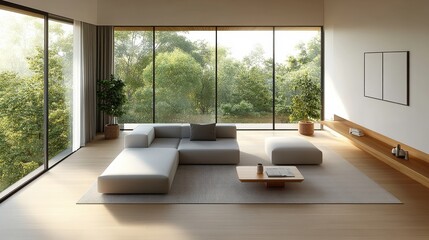 Obraz premium Cozy Minimalist Living Room with Natural Views