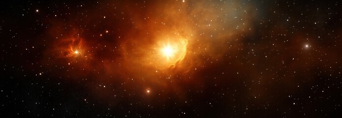 Fototapeta premium A space scene with a bright orange cloud in the middle