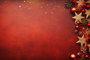 Red Christmas Background with Golden Stars