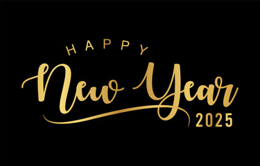 Happy New Year 2025 text design vector, Happy New Year 2025 typography