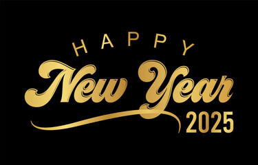 Happy New Year 2025 text design vector, Happy New Year 2025 typography