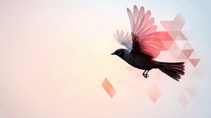Fototapeta premium Bird in Flight with Geometric Background