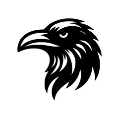 Vector logo of a flying raven. black and white illustration of a crow isolated on white background. can be used as a tattoo, emblem, logo.