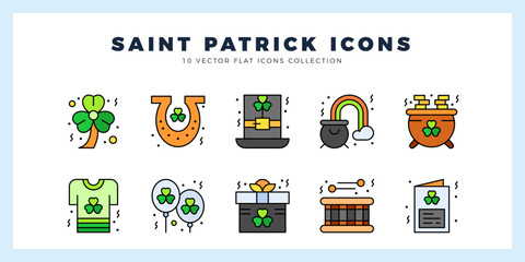 10 Saint Patrick Lineal Color icon pack. vector illustration.