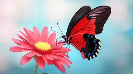 Butterfly on Pink Flower