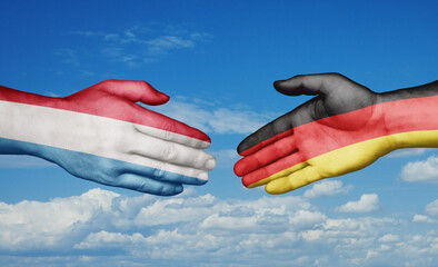 Germany and Luxembourg country handshaking with flags, consensus concept international co-operation illustration