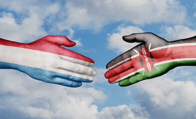 Kenya and Luxembourg country handshaking with flags, consensus concept international co-operation illustration