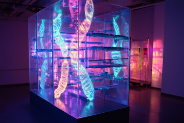 Bioart installation exploring themes of genetic manipulation and identity.