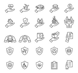 Insurance line icon set