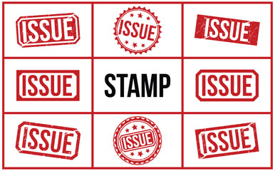 Issue Red rubber stamp on white background. Issue stamp sign. Issue stamp.