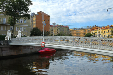 Old Bridge of Four Lions, 28-metre-long pedestrian bridge over Griboedov Canal in St Petersburg, Russia