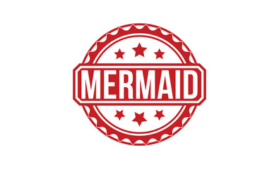 MERMAID red rubber stamp vector design.
