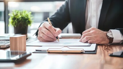 Businessman Signing Documents