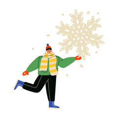 Man with big snowflake