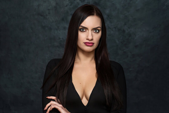 A woman with long black hair