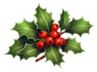 PNG Red christmas holly plant leaf.