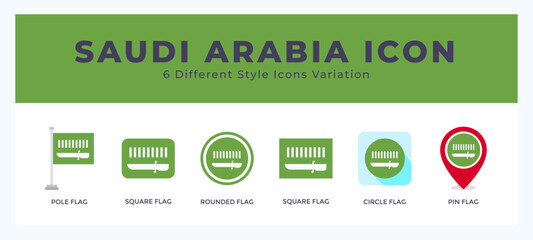 Saudi arabia set of icons. Vector illustration with different styles.