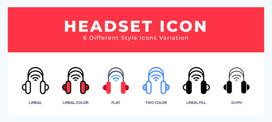 Headset icon set. Design elements for logo