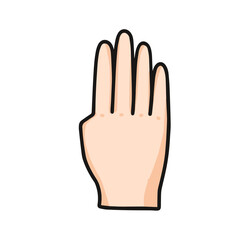 vector illustration of hand showing number four, isolated on white background