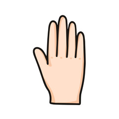 Obraz premium vector illustration of hand showing number five, hello gesture, raising hand